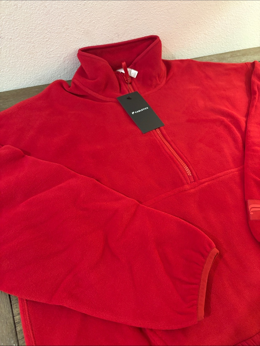 NWT [Fabletics] No Chill Fleece Half-Zip Cropped Pullover Sweater Red Women’s S - Picture 7 of 16